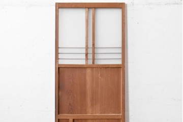 ヴィンテージ建具　昭和中期　横桟の意匠がアクセントのガラス入りドア1枚　(R-088373)