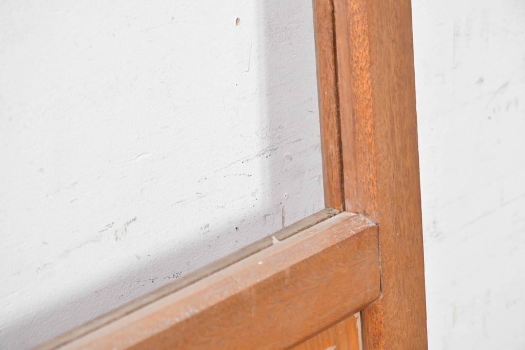 ヴィンテージ建具　昭和中期　温かみのある木肌とガラスを組み合わせたシンプルなガラスドア1枚　(R-088374)