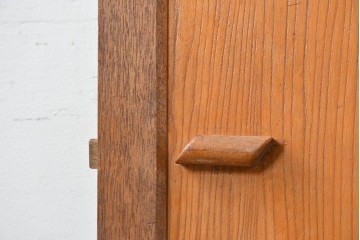 ヴィンテージ建具　昭和中期　温かみのある木肌とガラスを組み合わせたシンプルなガラスドア1枚　(R-088374)