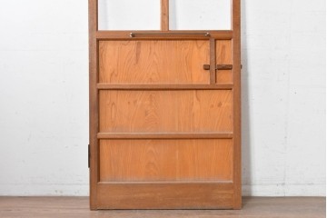 ヴィンテージ建具　昭和中期　温かみのある木肌とガラスを組み合わせたシンプルなガラスドア1枚　(R-088374)
