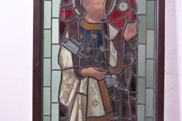 アンティーク建具　イギリス　聖ペトロ(聖ぺテロ)を描いた古い教会のステンドグラス窓1枚　(R-088377)