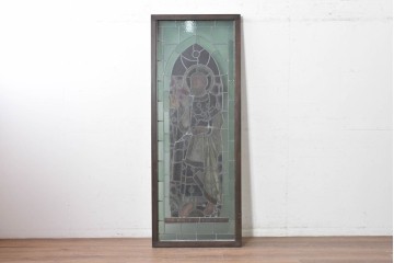 アンティーク建具　イギリス　聖ペトロ(聖ぺテロ)を描いた古い教会のステンドグラス窓1枚　(R-088377)