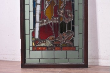 アンティーク建具　イギリス　聖シモンと聖ユダを描いた古い教会のステンドグラス窓1枚　(R-088378)