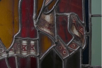 アンティーク建具　イギリス　聖シモンと聖ユダを描いた古い教会のステンドグラス窓1枚　(R-088378)