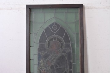 アンティーク建具　イギリス　聖バルトロマイを描いた古い教会のステンドグラス窓1枚　(R-088379)