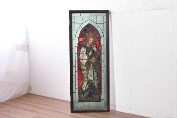 アンティーク建具　イギリス　聖アンデレを描いた古い教会のステンドグラス窓1枚　(R-088380)