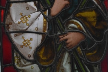 アンティーク建具　イギリス　聖アンデレを描いた古い教会のステンドグラス窓1枚　(R-088380)