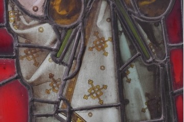 アンティーク建具　イギリス　聖アンデレを描いた古い教会のステンドグラス窓1枚　(R-088380)