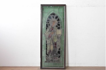 アンティーク建具　イギリス　聖バルナバを描いた古い教会のステンドグラス窓1枚　(R-088381)