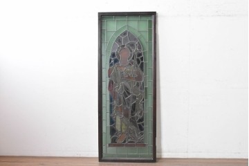 アンティーク建具　イギリス　洗礼者聖ヨハネを描いた古い教会のステンドグラス窓1枚　(R-088382)