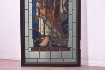 アンティーク建具　イギリス　洗礼者聖ヨハネを描いた古い教会のステンドグラス窓1枚　(R-088382)