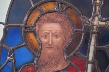 アンティーク建具　イギリス　洗礼者聖ヨハネを描いた古い教会のステンドグラス窓1枚　(R-088382)