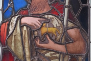アンティーク建具　イギリス　洗礼者聖ヨハネを描いた古い教会のステンドグラス窓1枚　(R-088382)
