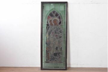 アンティーク建具　イギリス　聖フィリポと聖ジェームズを描いた古い教会のステンドグラス窓1枚　(R-088383)