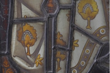 アンティーク建具　イギリス　聖フィリポと聖ジェームズを描いた古い教会のステンドグラス窓1枚　(R-088383)