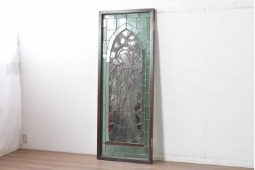 アンティーク建具　イギリス　聖ジェームス(大ヤコブ)を描いた古い教会のステンドグラス窓1枚　(R-088385)