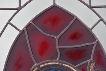 アンティーク建具　イギリス　聖ジェームス(大ヤコブ)を描いた古い教会のステンドグラス窓1枚　(R-088385)