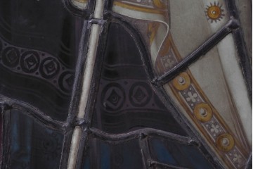 アンティーク建具　イギリス　聖ジェームス(大ヤコブ)を描いた古い教会のステンドグラス窓1枚　(R-088385)