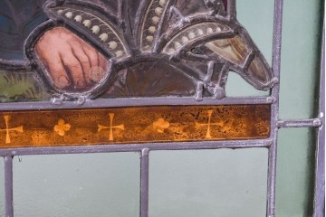 アンティーク建具　イギリス　聖ジェームス(大ヤコブ)を描いた古い教会のステンドグラス窓1枚　(R-088385)