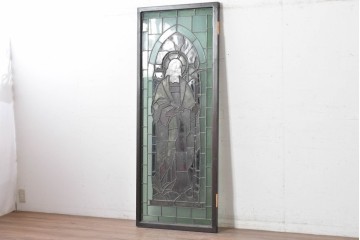 アンティーク建具　イギリス　聖マティアを描いた古い教会のステンドグラス窓1枚　(R-088386)