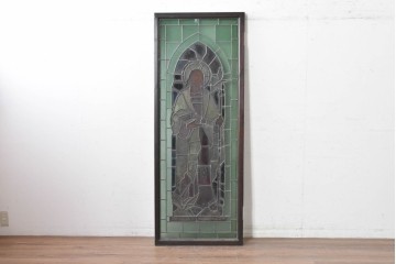 アンティーク建具　イギリス　聖マティアを描いた古い教会のステンドグラス窓1枚　(R-088386)