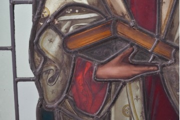 アンティーク建具　イギリス　聖マティアを描いた古い教会のステンドグラス窓1枚　(R-088386)
