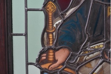 アンティーク建具　イギリス　聖パウロを描いた古い教会のステンドグラス窓1枚　(R-088387)