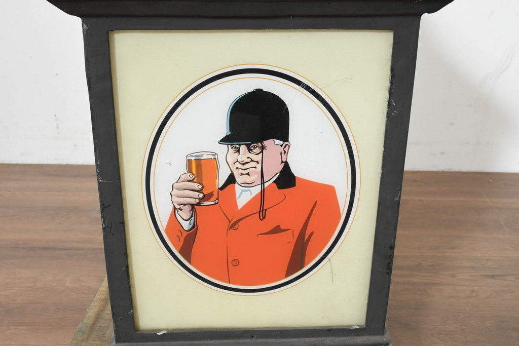 イギリスヴィンテージ　Tetley's Brewery(テトリーズ)ビール　The Huntsman(ハンツマン)　アルミフレームの大型パブランタン　(R-088410)