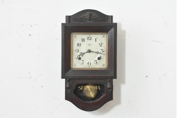 和製アンティーク　精工舎(SEIKOSHA、セイコー)　TRADE(S)MARK　クラシカルなレリーフ彫刻があしらわれた振り子時計　(R-088416)