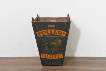 【簡易リペア限定品】　イギリスアンティーク　1920年頃　著名工房ペイント品　広告看板風の葡萄図が目を引く傘立て　(R-088430)