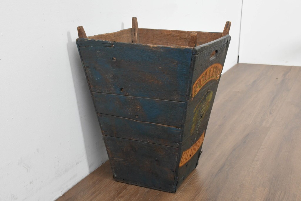 【簡易リペア限定品】　イギリスアンティーク　1920年頃　著名工房ペイント品　広告看板風の葡萄図が目を引く傘立て　(R-088430)