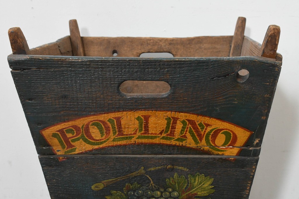 【簡易リペア限定品】　イギリスアンティーク　1920年頃　著名工房ペイント品　広告看板風の葡萄図が目を引く傘立て　(R-088430)