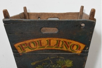 【簡易リペア限定品】　イギリスアンティーク　1920年頃　著名工房ペイント品　広告看板風の葡萄図が目を引く傘立て　(R-088430)