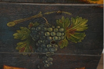 【簡易リペア限定品】　イギリスアンティーク　1920年頃　著名工房ペイント品　広告看板風の葡萄図が目を引く傘立て　(R-088430)
