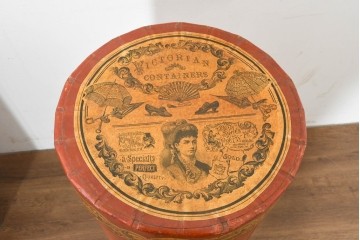 【簡易リペア限定品】　紙製　ヴィクトリアン調の広告図版をあしらった円柱ボックス3点セット　(R-088431)