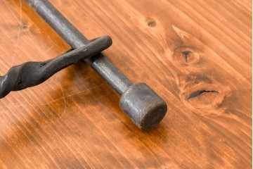 イギリスアンティーク　1930年から1950年頃　ロートアイアン　ツイストデザインの3連フック　(R-088434)