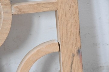 中古建具　中国　花の彫刻と丸みのある格子がやわらかな中国格子1枚　(R-088437)