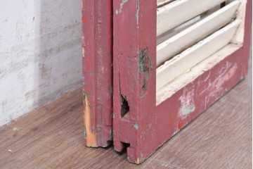 フランスアンティーク　1900年頃　光と風を通す木製ルーバー窓2枚セット　(R-088440)