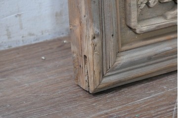 中国アンティーク建具　彫刻入り　花格子が華やかな中国格子1枚　(R-088441)