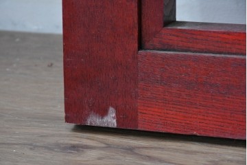 中古建具　中国　赤と黒の色使いが印象的な中国格子2枚セット　(R-088446)