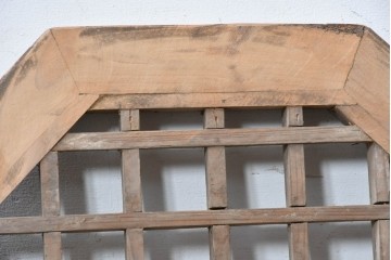 中国アンティーク建具　格子と八角形のシルエットが印象的な装飾パネル2枚セット　(R-088447)