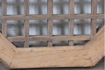 中国アンティーク建具　格子と八角形のシルエットが印象的な装飾パネル2枚セット　(R-088447)