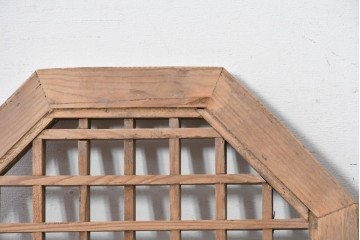 中国アンティーク建具　格子と八角形のシルエットが印象的な装飾パネル2枚セット　(R-088448)