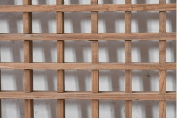 中国アンティーク建具　格子と八角形のシルエットが印象的な装飾パネル2枚セット　(R-088450)