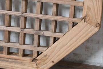 中国アンティーク建具　格子と八角形のシルエットが印象的な装飾パネル2枚セット　(R-088451)