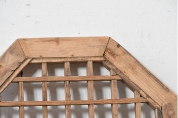 中国アンティーク建具　格子と八角形のシルエットが印象的な装飾パネル2枚セット　(R-088452)