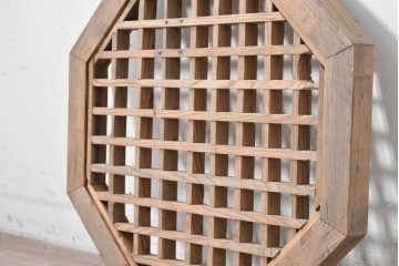 中国アンティーク建具　格子と八角形のシルエットが印象的な装飾パネル1枚　(R-088453)