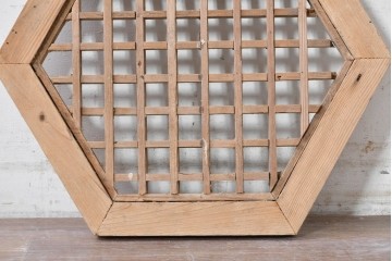 中国アンティーク建具　格子と八角形のシルエットが印象的な装飾パネル1枚　(R-088454)