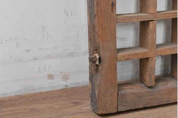 中国アンティーク建具　1900年頃　李朝風の端正なマス目格子が美しい窓2枚(1対)セット　(R-088456)