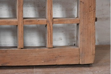 中国アンティーク建具　1900年頃　李朝風の端正なマス目格子が美しい窓2枚(1対)セット　(R-088456)